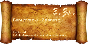 Benyovszky Zsanett névjegykártya